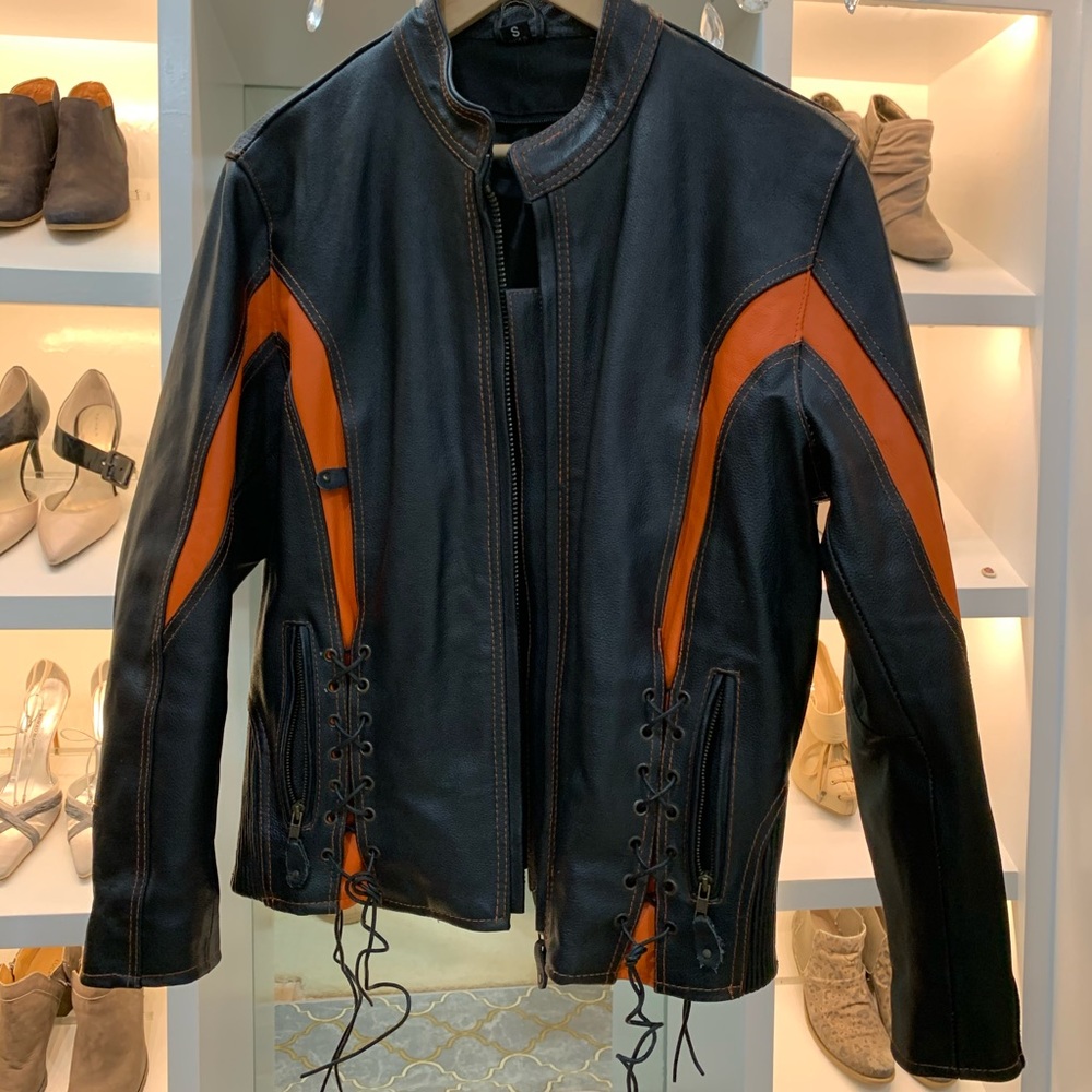 Leather motorcycle jacket